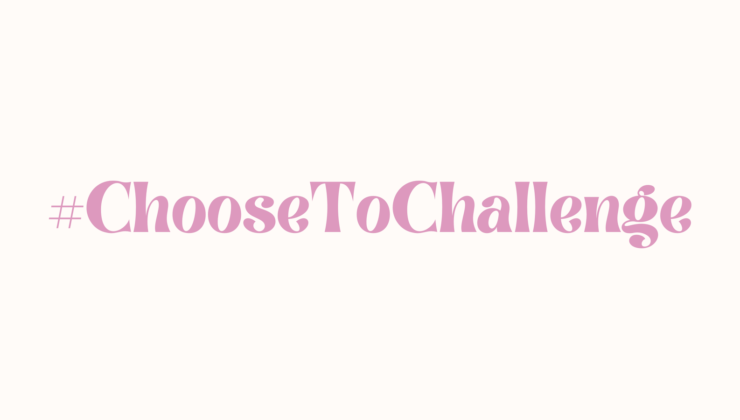 #ChooseToChallenge in pink on cream background